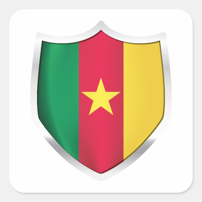 Cameroon Silver Shield Flag Square Sticker (Front)