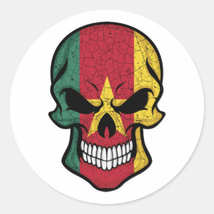 Cameroon Smiling Skull Flag  Classic Round Sticker