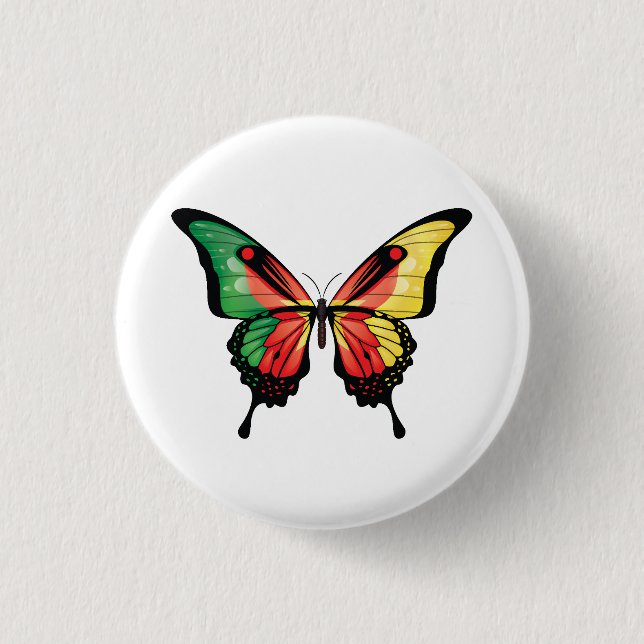 Cameroon Swallowtail Butterfly Flag Sticker 3 Cm Round Badge (Front)