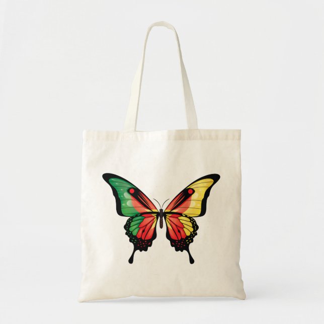 Cameroon Swallowtail Butterfly Flag Sticker Tote Bag (Front)