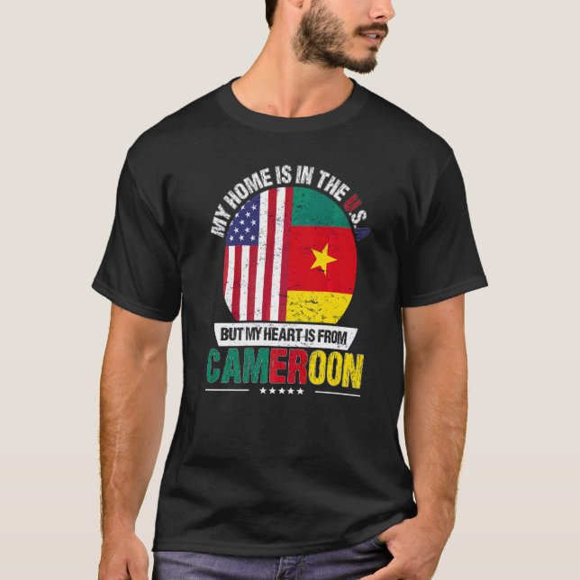 Cameroonian American Patriot Heart Is From Cameroo T-Shirt (Front)