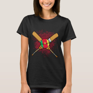 Cameroonian Cricket Racket And Ll Flag Of Cameroon T-Shirt