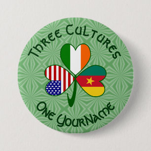 Cameroonian Irish American Flags Shamrock Personal 7.5 Cm Round Badge