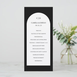 Camila Black Arch Modern Wedding Programme