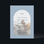 Camila Dusty Blue Arch Modern Wedding Invitation<br><div class="desc">Modern wedding invitation featuring your monogram along with your details over your favourite photo inside of an arch over a dusty blue background. The template includes a sheer overlay to allow the text to show up over your picture and may be removed in the design editing tool. This simple yet...</div>