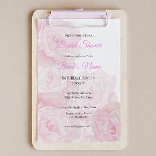 Camila Elegant Pink Rose Bridal Shower Invitation