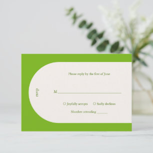 Camila Green Arch Modern Wedding RSVP Card