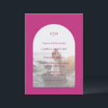 Camila Pink Arch Modern Wedding Invitation<br><div class="desc">Modern wedding invitation featuring your monogram along with your details over your favourite photo inside of an arch over a vibrant magenta background. The template includes a sheer overlay to allow the text to show up over your picture and may be removed in the design editing tool. This simple yet...</div>