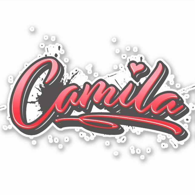 Camila red Heart Graffiti Sticker (Front)