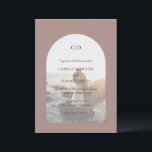 Camila Taupe Arch Modern Wedding Invitation<br><div class="desc">Modern wedding invitation featuring your monogram along with your details over your favourite photo inside of an arch over a taupe background. The template includes a sheer overlay to allow the text to show up over your picture and may be removed in the design editing tool. This simple yet elegant...</div>