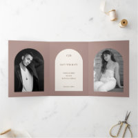 Camila Taupe Arch Modern Wedding Save the Date