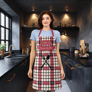 Camila's Cooking with Flair Red Plaid with Utensil Apron