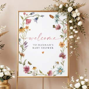CAMILLA Boho Wildflower Girl Baby Shower Welcome Poster