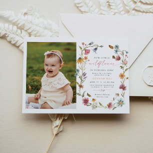 CAMILLA Butterfly Wildflower Girl First Birthday Invitation