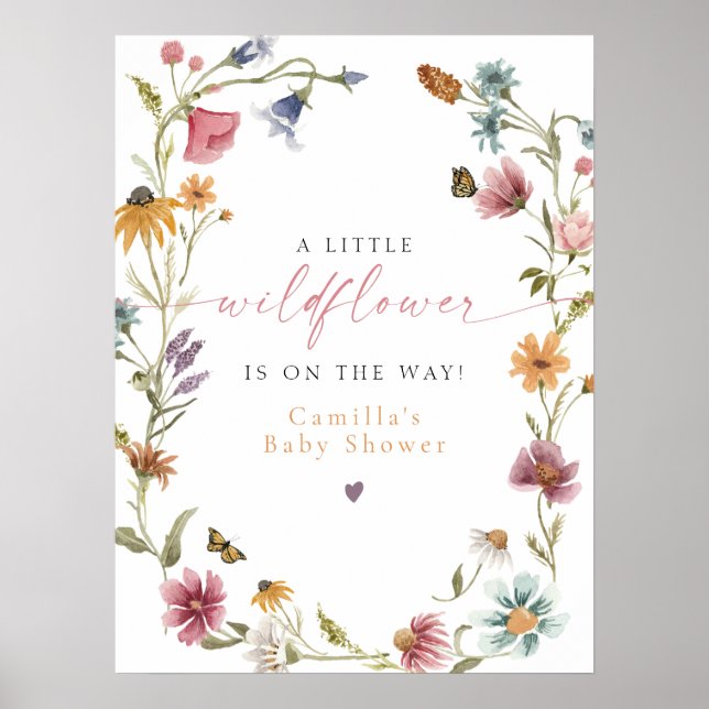 CAMILLA Little Wildflower Baby Shower Welcome Poster (Front)