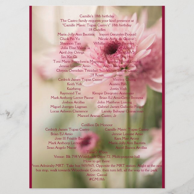 CAMILLE 18TH PROGRAMME (Front)