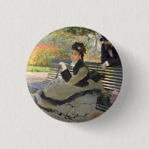 Camille Monet on a Bench  Claude Monet     3 Cm Round Badge
