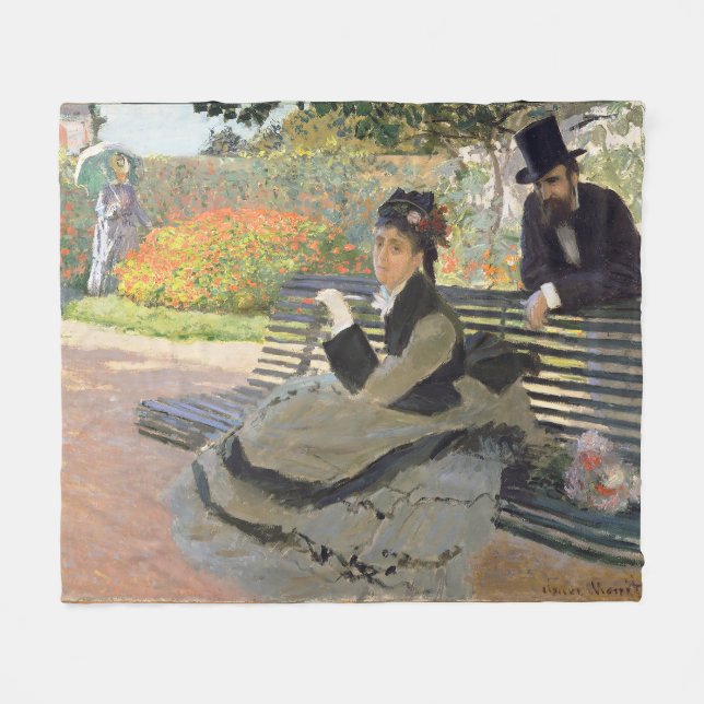 Camille Monet on a Bench  Claude Monet   Fleece Blanket (Front (Horizontal))