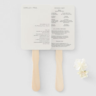 Camille Neutral Modern Wedding Program Hand Fan