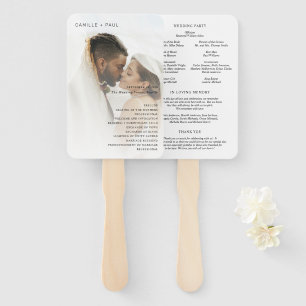 Camille Photo Modern Wedding Program Hand Fan