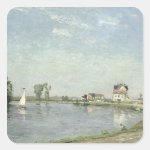 Camille Pissarro   At the River's Edge, 1871 Square Sticker