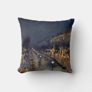 Camille Pissarro Boulevard Montmartre at Night Cushion