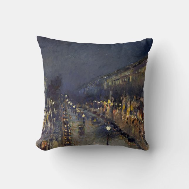 Camille Pissarro Boulevard Montmartre at Night Cushion (Front)