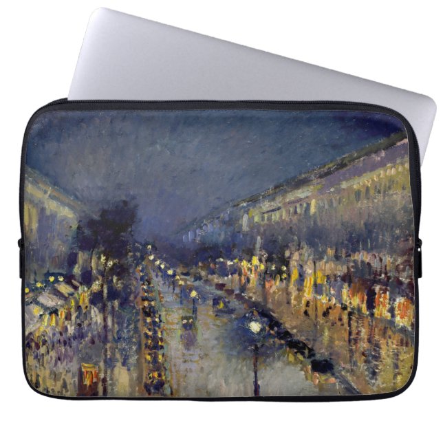 Camille Pissarro - Boulevard Montmartre at Night Laptop Sleeve (Front)