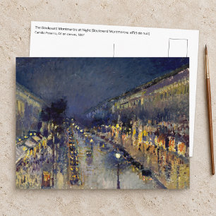 Camille Pissarro - Boulevard Montmartre at Night Postcard