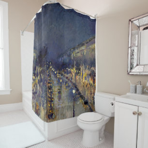 Camille Pissarro - Boulevard Montmartre at Night Shower Curtain