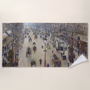 Camille Pissarro - Boulevard Montmartre, morning Beach Towel