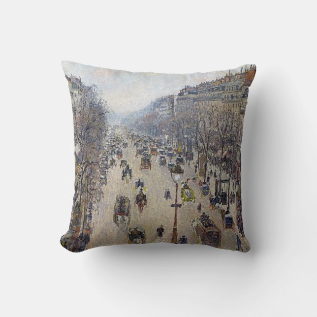 Camille Pissarro - Boulevard Montmartre, morning Cushion (Front)