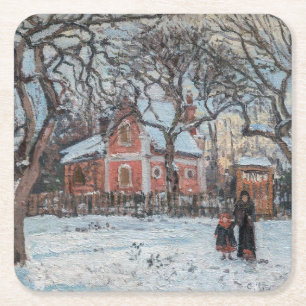 Camille Pissarro - Chataigniers a Louvecienne Square Paper Coaster