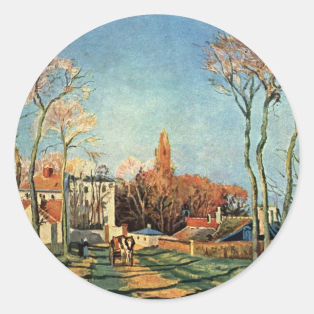 Camille Pissarro Entrance to Village of Voisins Classic Round Sticker (Front)