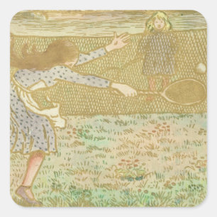 Camille Pissarro Girls Playing Tennis, from 'Woo Square Sticker