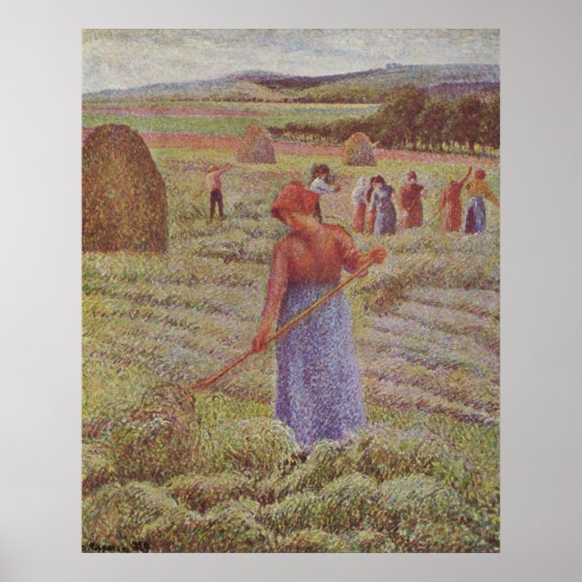 Camille Pissarro - Hay @ Eragny Farmer 1889 Oil Poster (Front)
