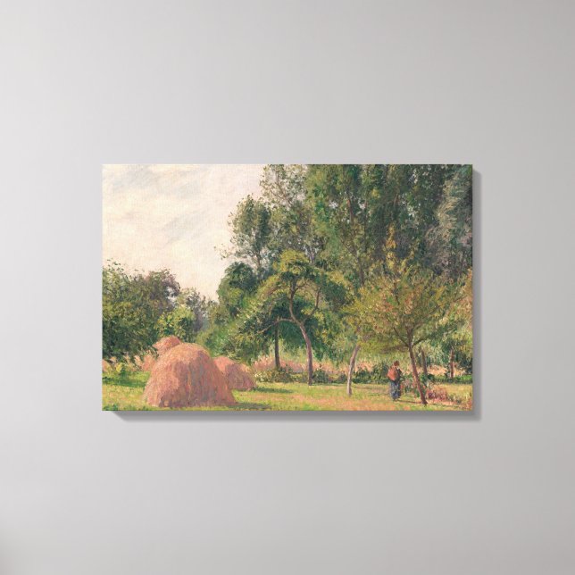 Camille Pissarro - Haystacks, Morning, Eragny Canvas Print (Front)