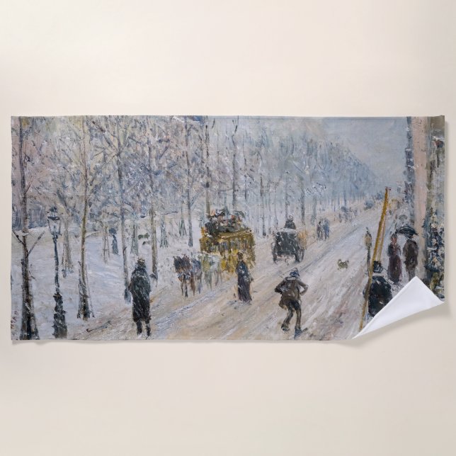 Camille Pissarro - Outer Boulevards, Snow Effect Beach Towel (Front)