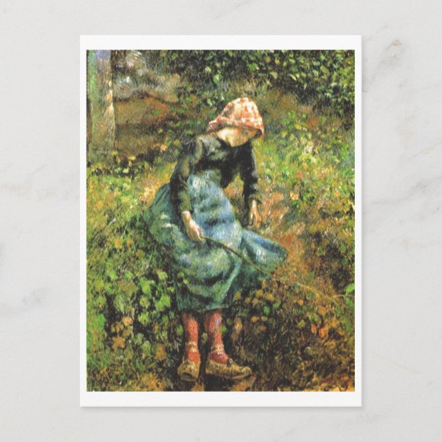 Camille Pissarro - Peasant Girl w. Stick 1881 Oil Postcard (Front)