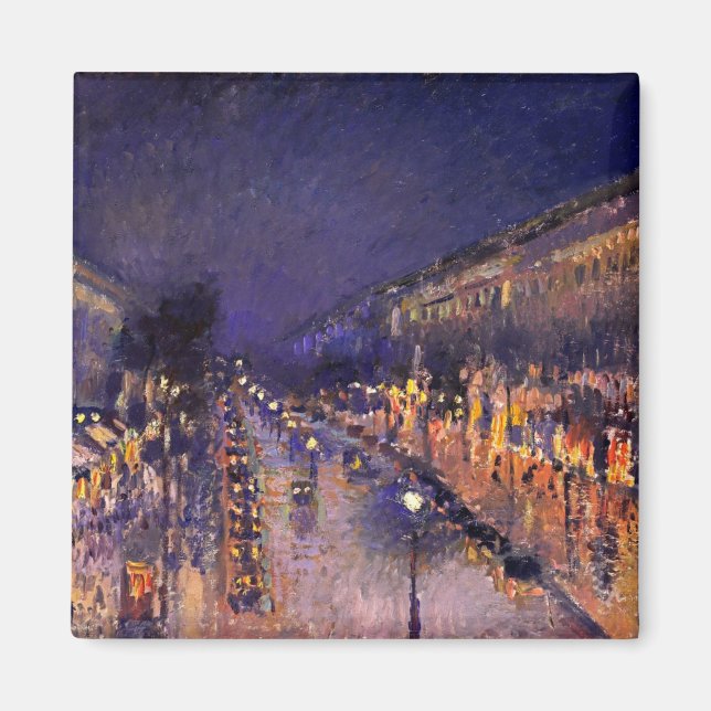 Camille Pissarro The Boulevard Montmartre At Night Magnet (Front)