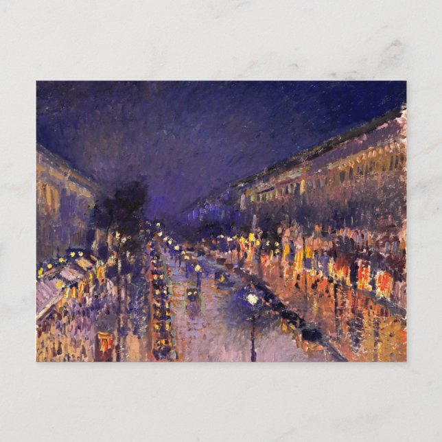 Camille Pissarro The Boulevard Montmartre At Night Postcard (Front)