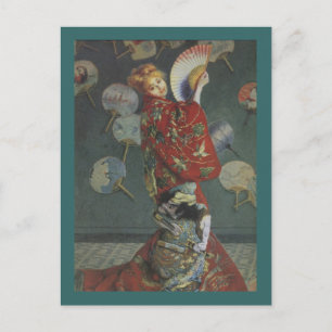 Camille with Japanese Kimono and Fan Postcard