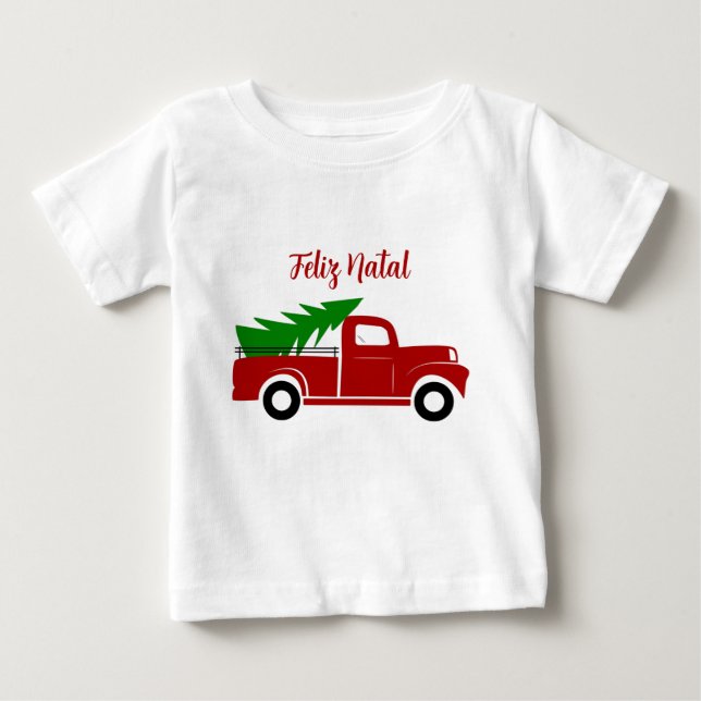 Caminhão do Natal com Pinheiro Rustico Farmhouse B Baby T-Shirt (Front)