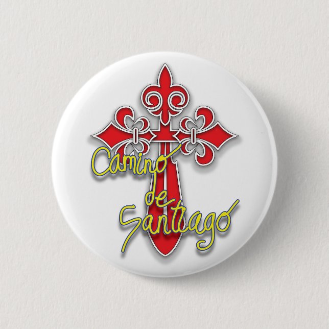 Camino de Santiago Cross 6 Cm Round Badge (Front)