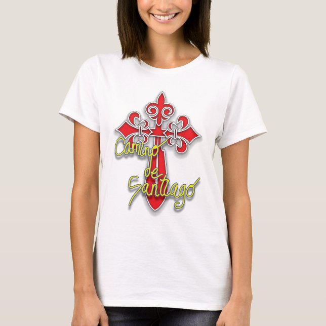 Camino de Santiago Cross at Front T-Shirt (Front)