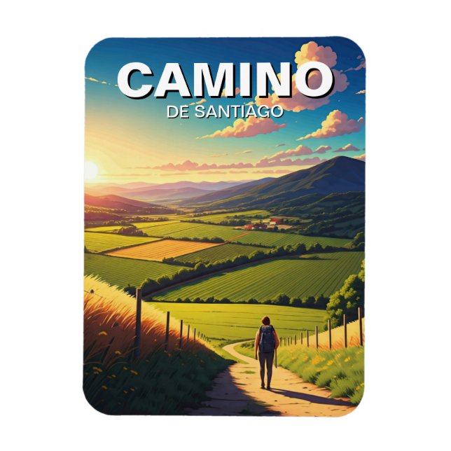 Camino de Santiago Hiker Hiking Sunset Magnet (Vertical)
