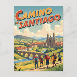Camino de Santiago Hikers Hiking Postcard