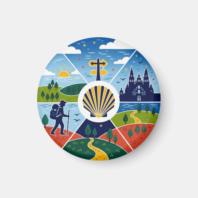 Camino de Santiago Hiking Magnet (Front)