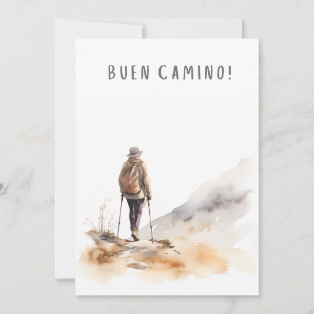 Camino de Santiago Hiking Woman Card (Front)