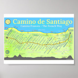 Camino de Santiago Map Poster